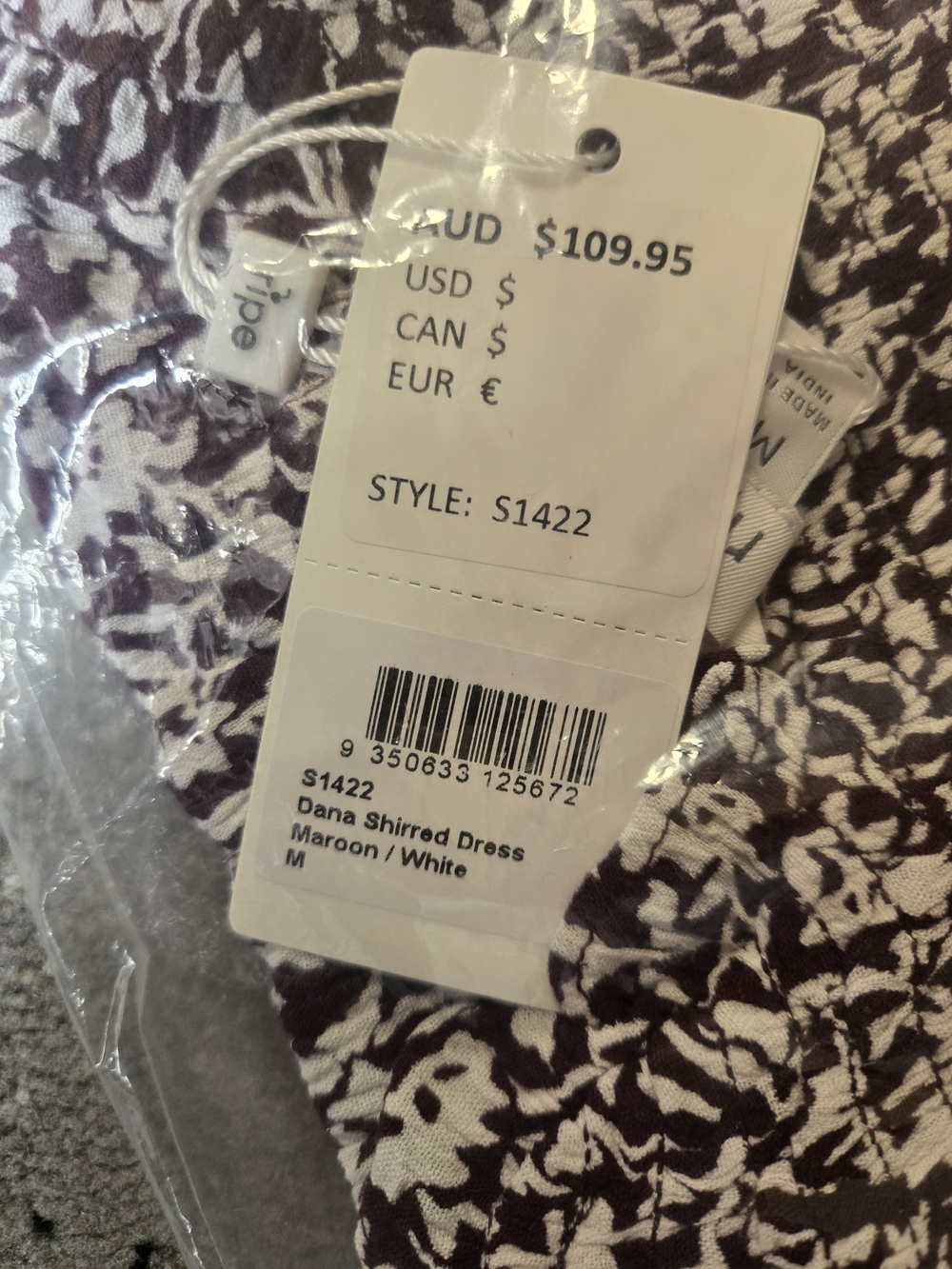Smocked Floral Maxi Dress in Mauve and Cream - Picture 6 of 6